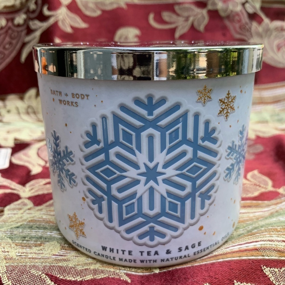 Bath & Body Works White Tea & Sage 3 Wick Candle (2022)